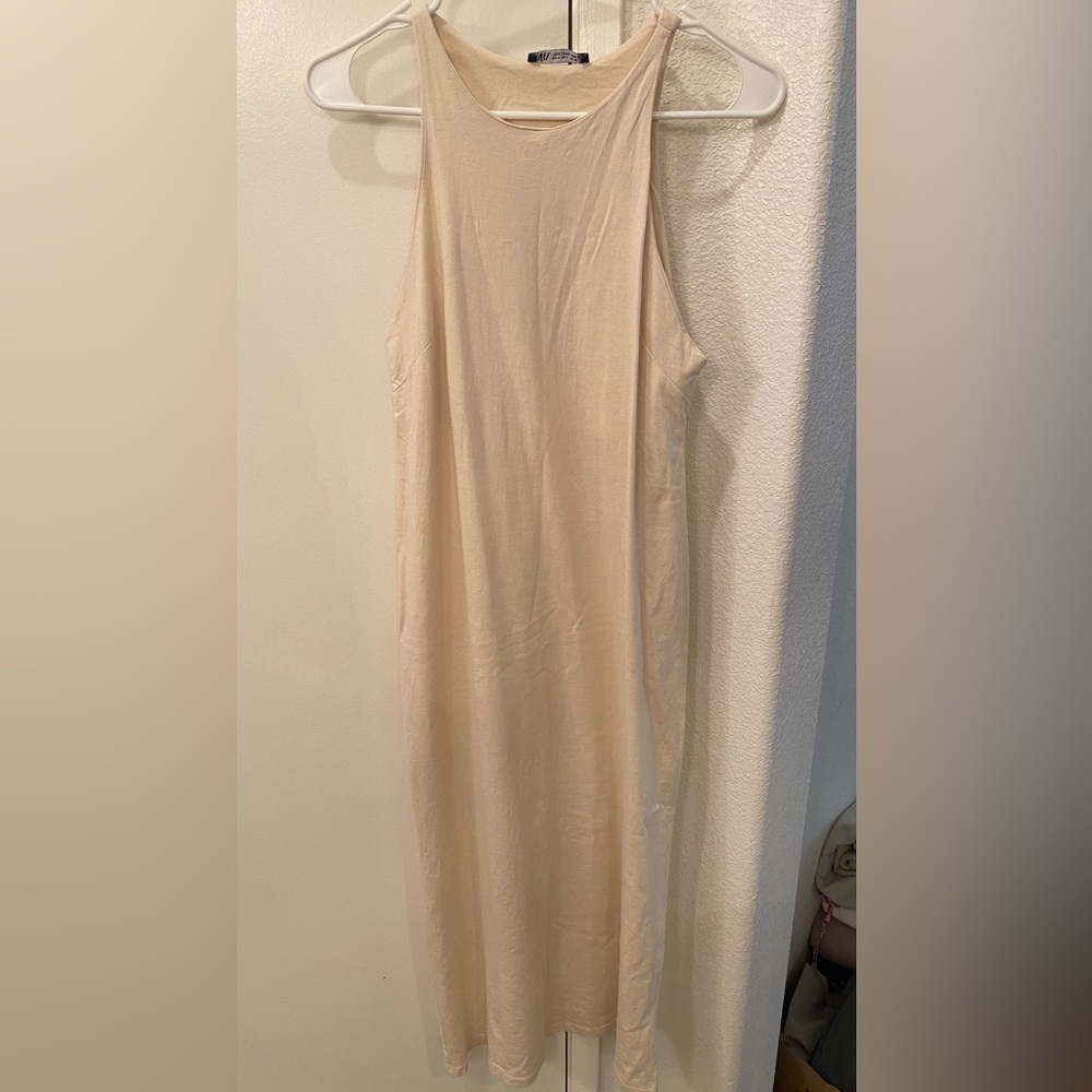 Zara Beige Halter Neck midi dress
